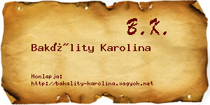 Bakálity Karolina névjegykártya